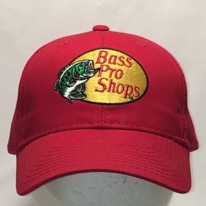 Bass Pro Shops. Red Trucker Ball Snapback Hat. Youth Sized.